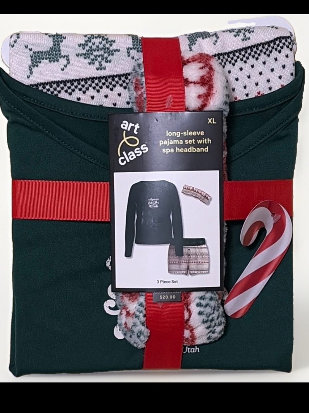 art class Dark Green and Pink Kids Pajama Set with Fair Isle Pants